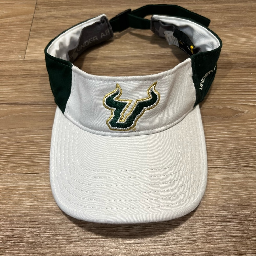 USF Under Armour Adjustable Visor White and Green University of South Florida